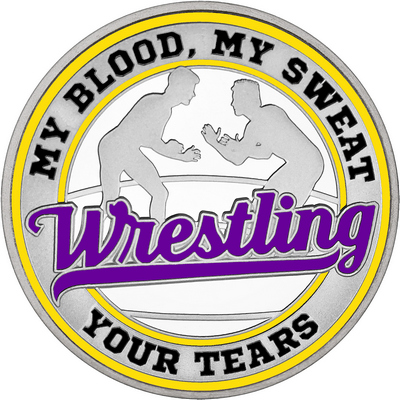 Purple "Wrestling" with Yellow Outer Circular Borders